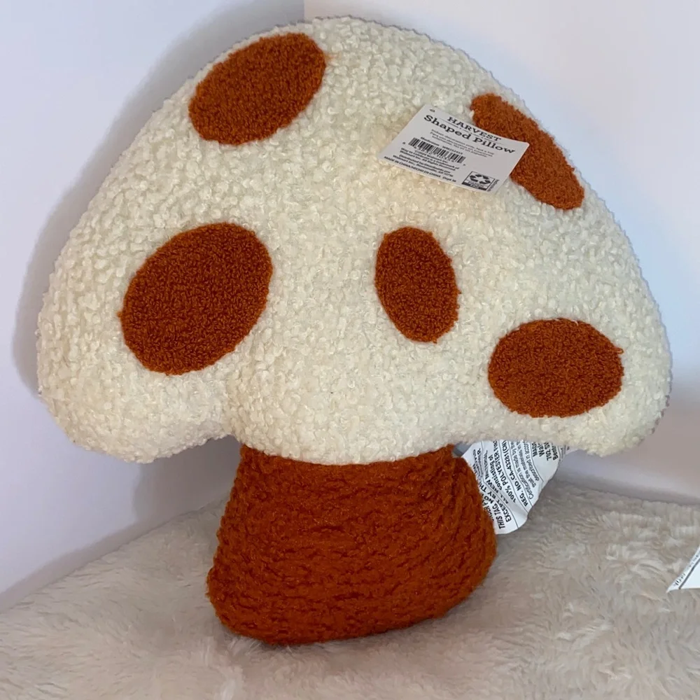NWT Lot of Two Harvest Shaped Pillows in Festive Colors one Mushroom one Pumpkin